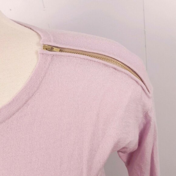 J Crew Merino Wool Sweater Womens Small Zip Shoulder Sweater Pastel Lilac Purple - Picture 2 of 7